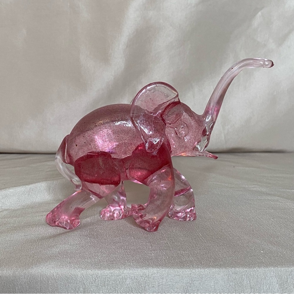 Handmade Elephant Pink Blown Glass